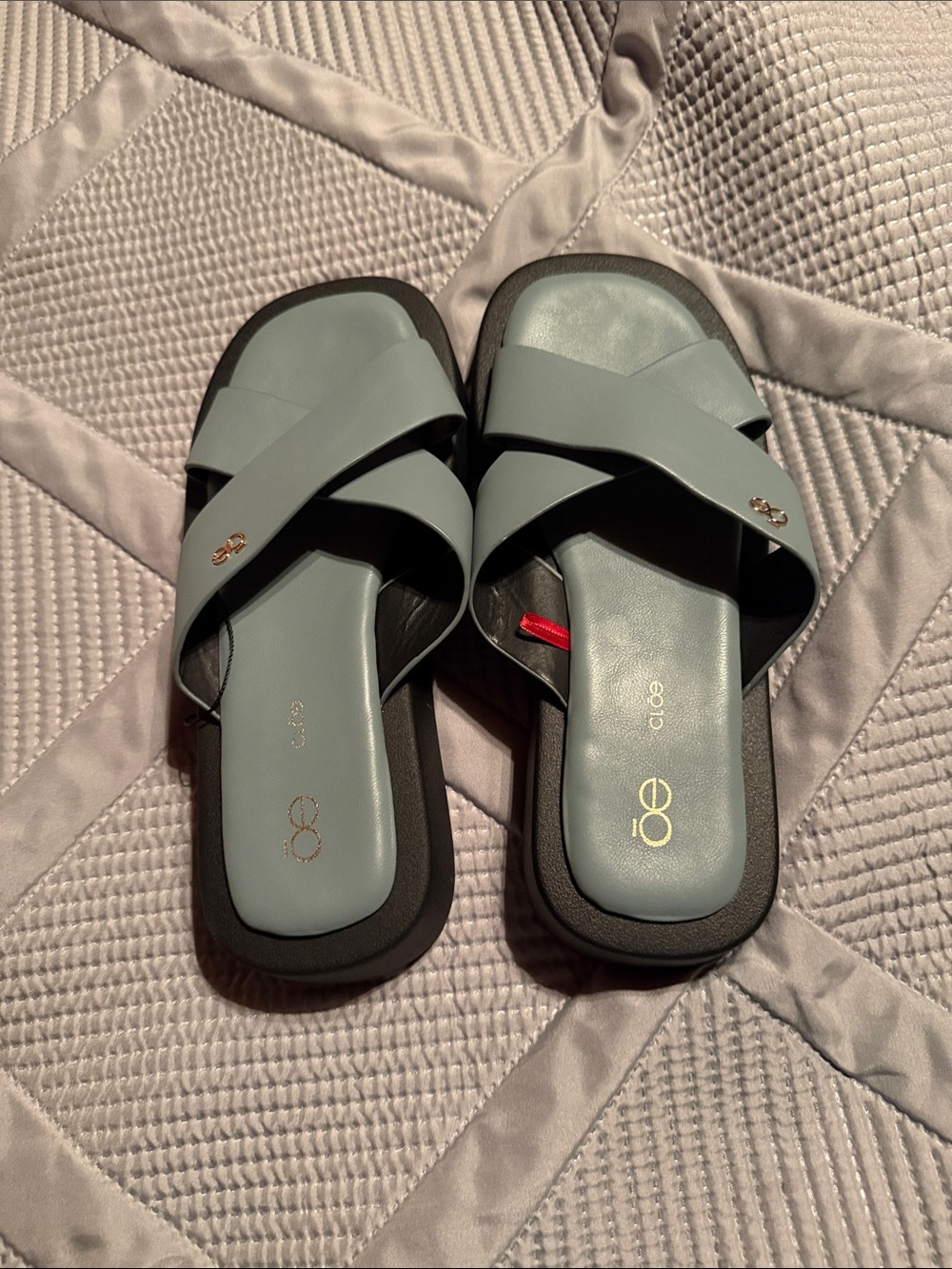 Cloe Women's Crisscross Slide Sandals in Light Blue